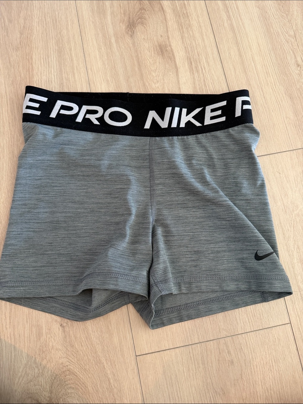 Nike Women's Grey Pro Bike Shorts with Black Logo Waistband